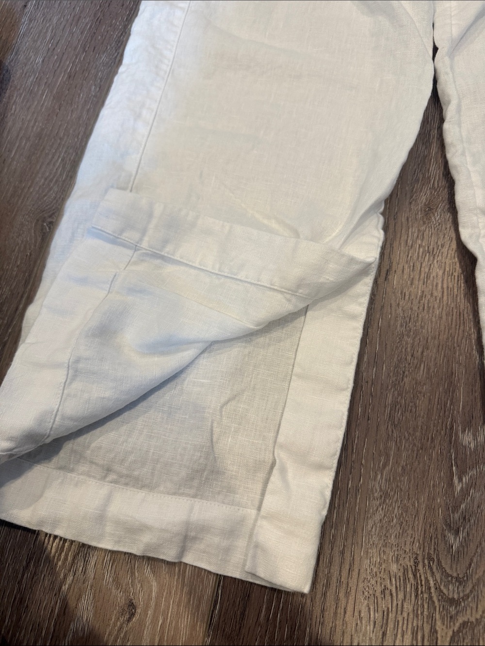 Athleta Women's White Linen Wide-Leg Drawstring Track Pants - Picture 2 of 6